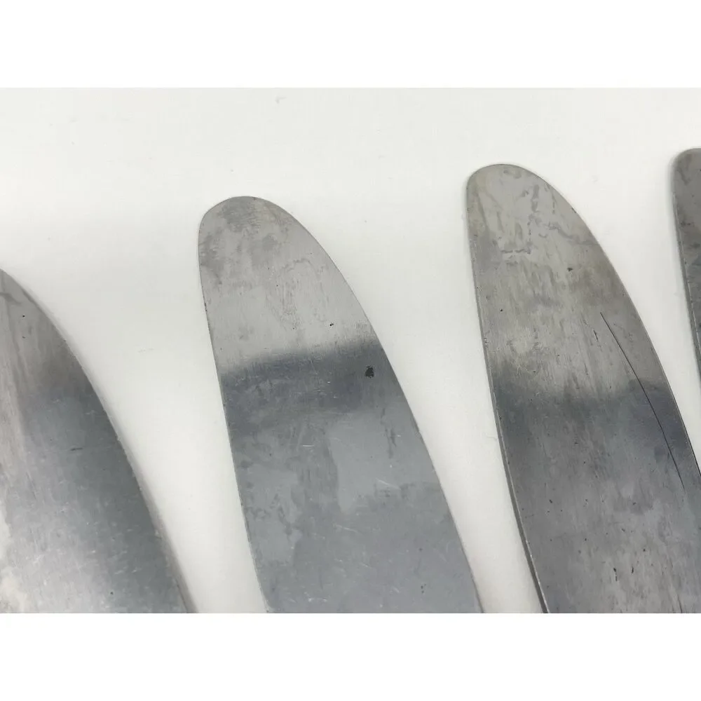 Dansk FJORD Dinner Knives Teak Handle Stainless Steel Germany 8 3/8” Set Of 6